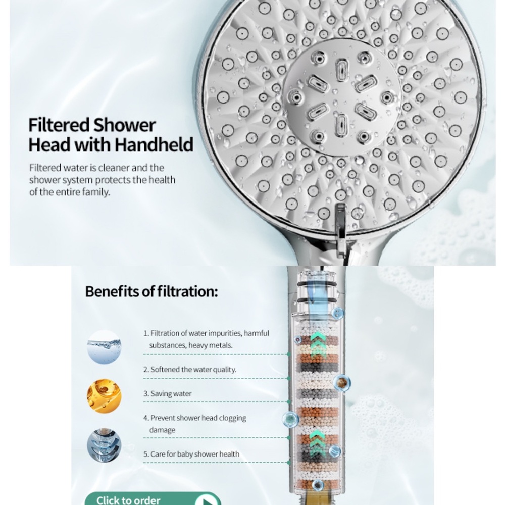 Handheld Filtered Shower Head - Silver